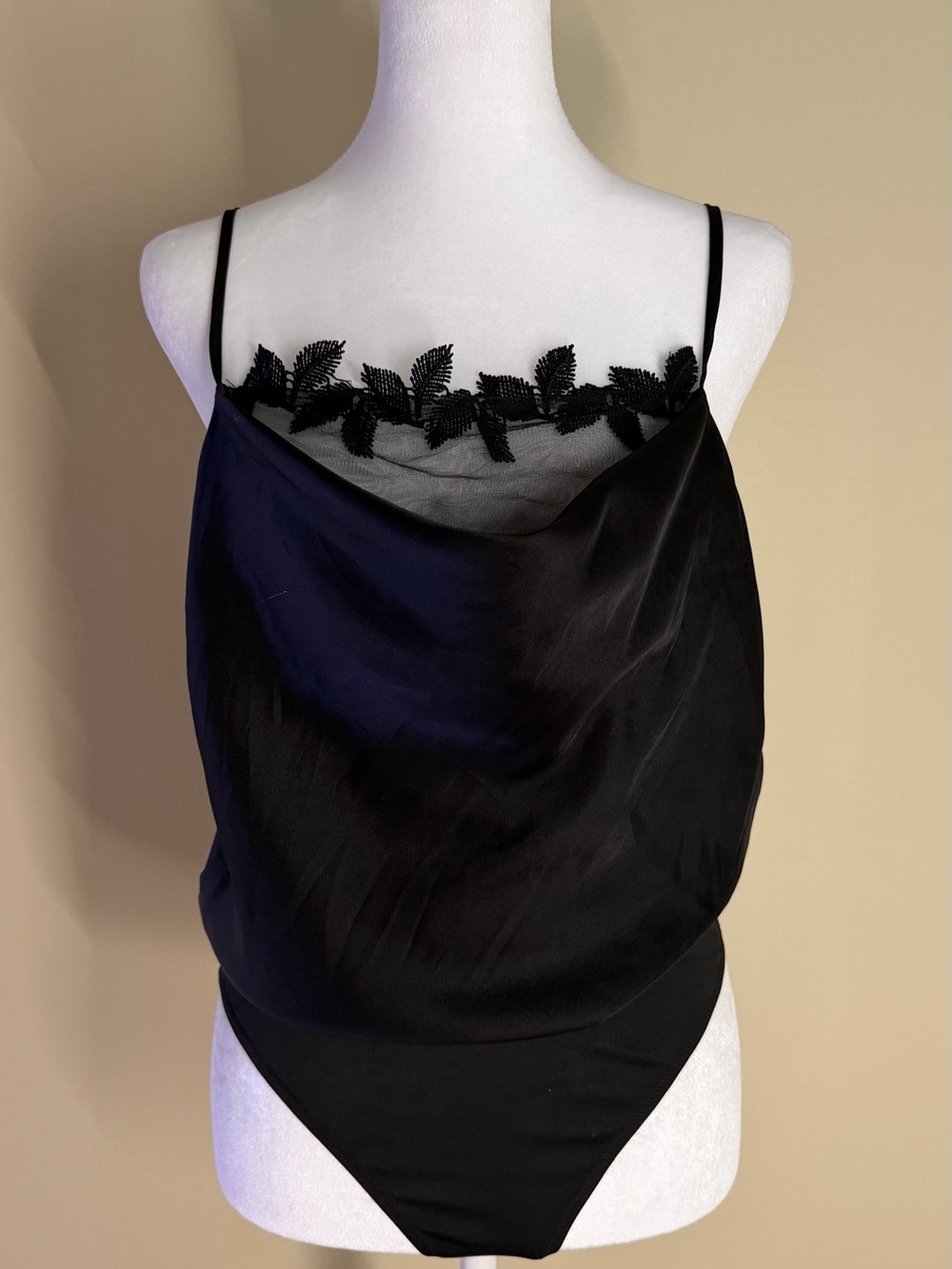 Pur Black Satin-Look Draped Top